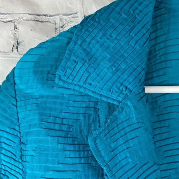 Chico's Travel Collection Textured Shirt Jacket Sz 0 Small Teal Blue Like New - Picture 5 of 17